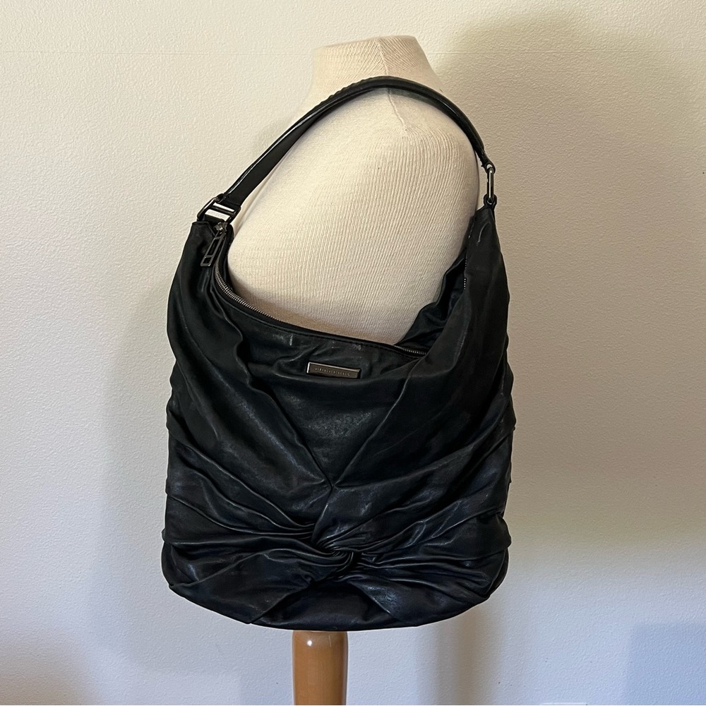 BURBERRY AUTHENTIC Maggie Soft Knot Calfskin Leather Black Hobo Bag WITH COA - Picture 2 of 16